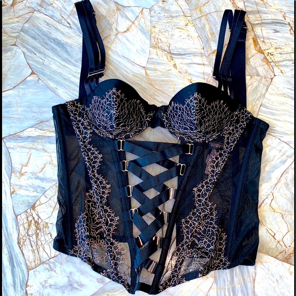 VS Very sexy Chantilly Lace Black Mesh Bra Bustier‎ Top  Corset  34B